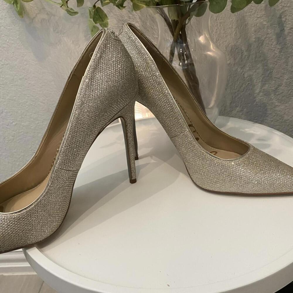 Sam Edelman Glitter Pointed-Toe Stiletto Pump - Champagne Gold - Picture 8 of 8